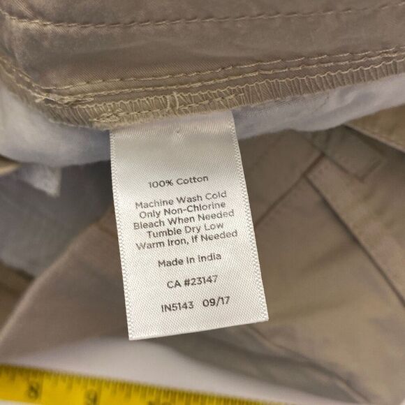 Talbots Mens Flat Front Straight Leg Elastic Waist Chino Pants Khaki Size 12 - Picture 8 of 10